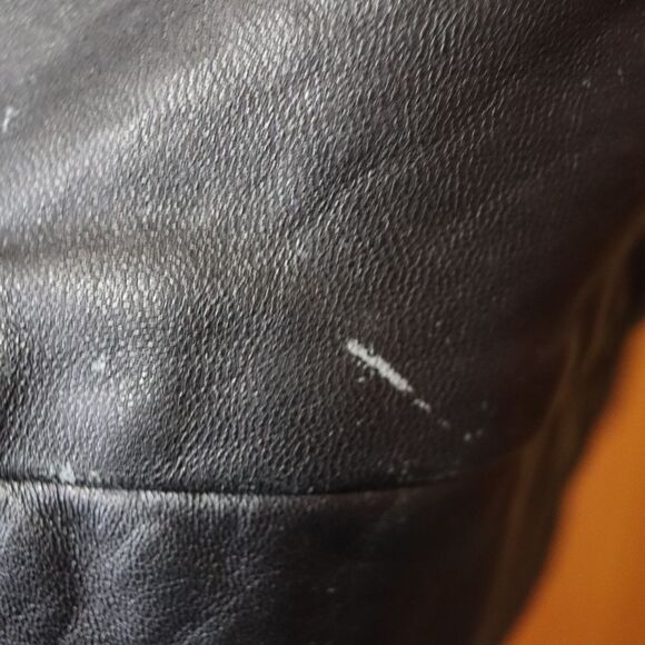 Tommy Hilfiger Vintage 90s Black Distressed Leather Biker Jacket Medium - Picture 8 of 16